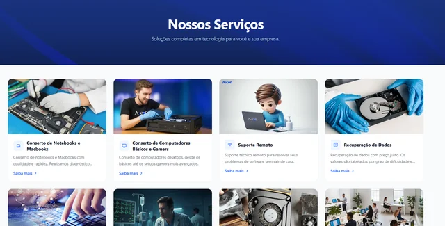 Página inicial do site Aicon Informática